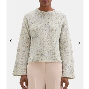 Theory dolman crewneck evergreen tweed boucle sweater size M